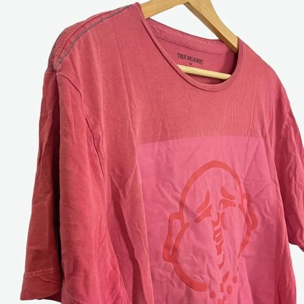 True Religion Mens Red Graphic Buddha Tee T Shirt Short Sleeve Cotton sz 2XL 2X